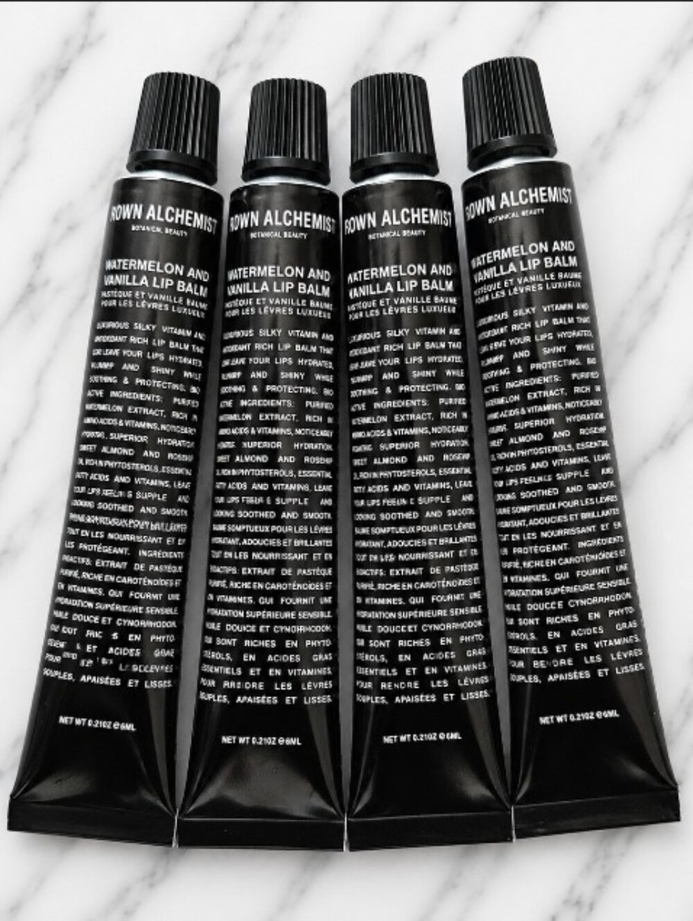 4 tubes Grown Alchemist WATERMELON AND VANILLA Lip Balm .21 oz each = .84 oz NEW